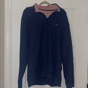 Vineyard Vines Blue Pullover with Pink Collar